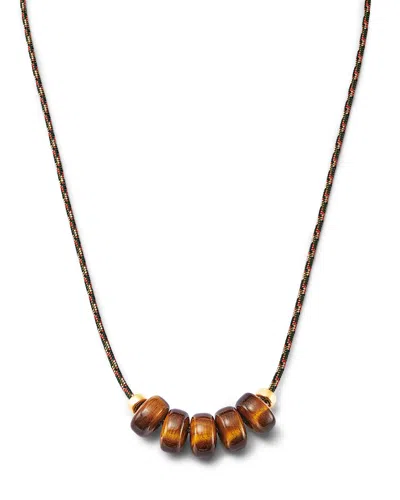 Zoë Chicco 14k Yellow Gold The New Stone Age Tiger Eye Slider Bead Paracord Collar Necklace, 12-26 In Brown