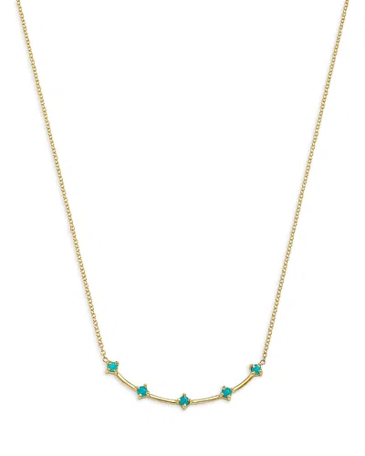 Zoë Chicco 14k Yellow Gold Turquoise Gemstones Dash Bar Necklace, 14-16