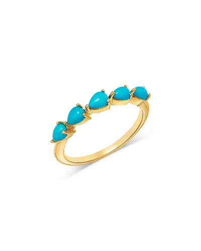 Zoë Chicco 14k Yellow Gold Turquoise Gemstones Five Stone Band In Orange