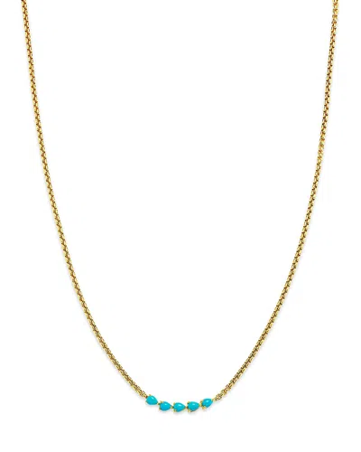 Zoë Chicco 14k Yellow Gold Turquoise Gemstones Five Stone Collar Necklace, 14-16 In Purple
