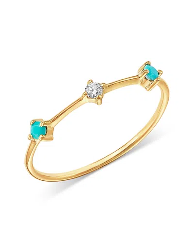 Zoë Chicco 14k Yellow Gold Turquoise Gemstones Turquoise & Diamond Dash Ring