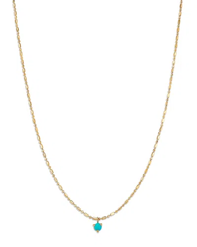 Zoë Chicco 14k Yellow Gold Turquoise Solitaire Pendant Necklace, 16-18 In Blue/gold