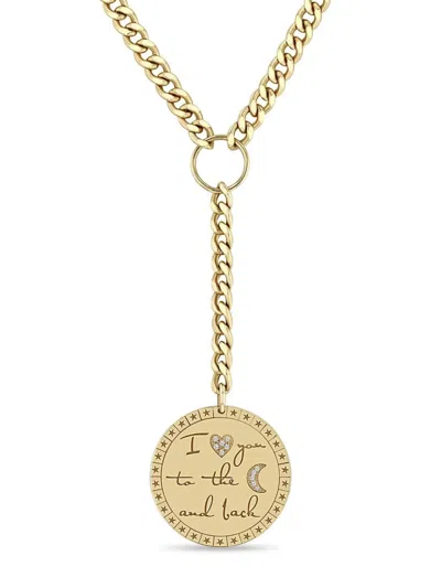 Zoë Chicco 14kt Yellow Gold Love You To The Moon & Back Diamond Necklace