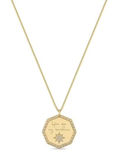 Zoë Chicco 14kt Yellow Gold You Are My Sunshine Diamond Necklace