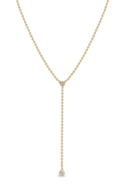 Zoë Chicco Diamond Bead Chain Lariat Necklace In Gold