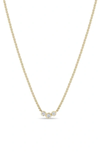 Zoë Chicco Diamond Bezel Box Chain Necklace In Gold