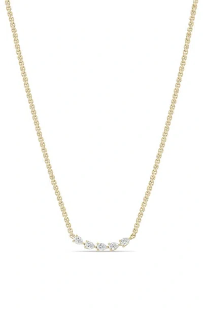Zoë Chicco Diamond Pear Box Chain Necklace In Gold