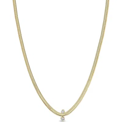 Zoë Chicco Diamond Snake Chain Necklace In Gold