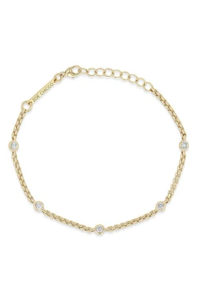 Zoë Chicco Diamond Station Box Chain Bracelet In Gold