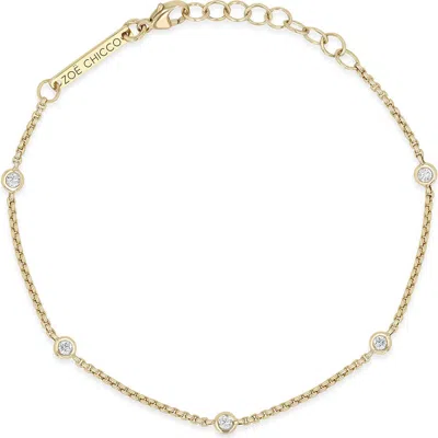 Zoë Chicco Diamond Station Box Chain Bracelet In Gold