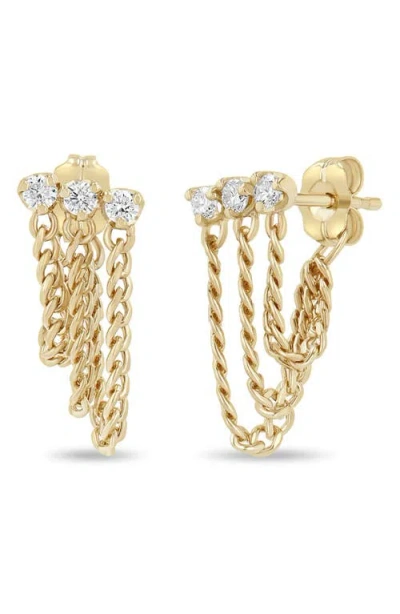 Zoë Chicco Diamond Waterfall Chain Earrings In Gold