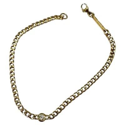 Pre-owned Zoë Chicco Estate  Cuban Link Diamond Bracelet 14k Yellow Gold