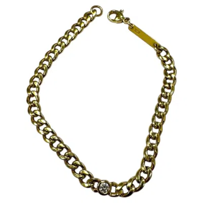 Pre-owned Zoë Chicco Estate  Cuban Link Diamond Bracelet 14k Yellow Gold
