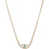 Zoë Chicco Evil Eye Turquoise & Diamond Pendant Necklace In Yellow Gold