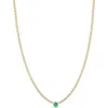 Zoë Chicco Floating Emerald Puffed Box Chain Necklace In Gold