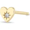 Zoë Chicco Itty Bitty Heart Diamond Stud Earring In Gold