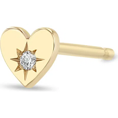 Zoë Chicco Itty Bitty Heart Diamond Stud Earring In Gold