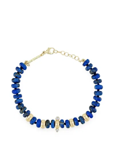 Zoë Chicco Lapis And Diamond Beaded Bracelet In Gold