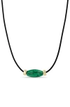 Zoë Chicco Malachite & Leather Necklace In Green