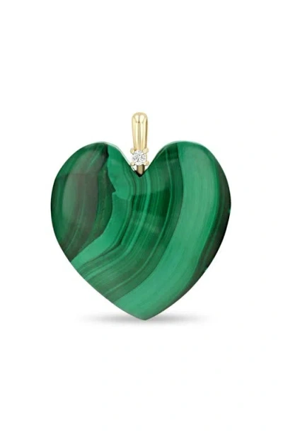 Zoë Chicco Malachite Heart Diamond Charm In Green