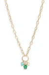 Zoë Chicco Multistone Charm Circle Pendant Necklace