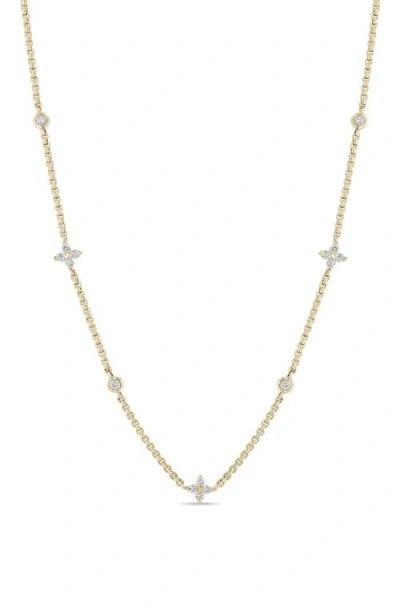 Zoë Chicco Quad Diamond Station Necklace In Gold