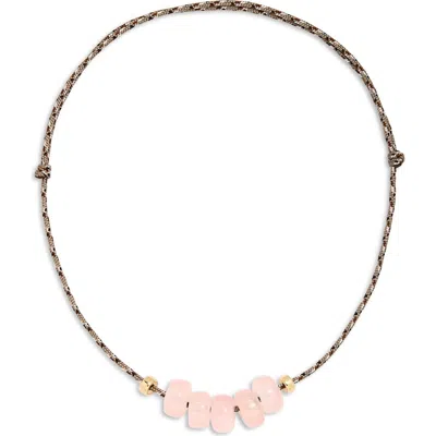 Zoë Chicco Quartz Paracord Necklace In Burgundy