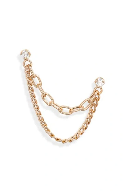 Zoë Chicco Single Diamond & Mixed Chain Double Stud Earring In Gold