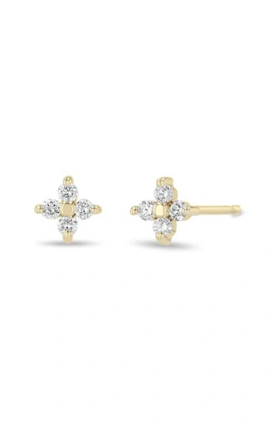 Zoë Chicco Small Diamond Quad Stud Earrings In Gold