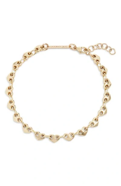 Zoë Chicco Small Puffed Mariner Heart Link Bracelet In Gold