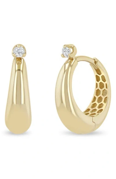 Zoë Chicco Tapered Diamond Hoop Earrings In Gold