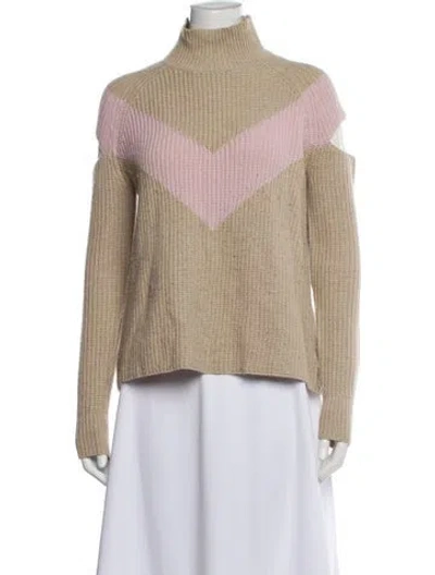 Pre-owned Zoë Jordan Wool Colorblock Pattern Sweater In Neutral