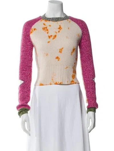 Pre-owned Zoë Jordan Wool Colorblock Pattern Sweater In Neutral