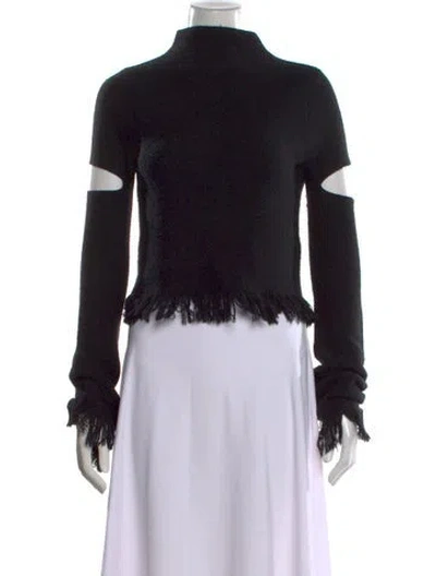 Pre-owned Zoë Jordan Wool Mock Neck Sweater In Black