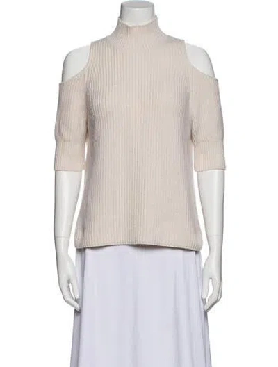 Pre-owned Zoë Jordan Wool Mock Neck Sweater In Neutral