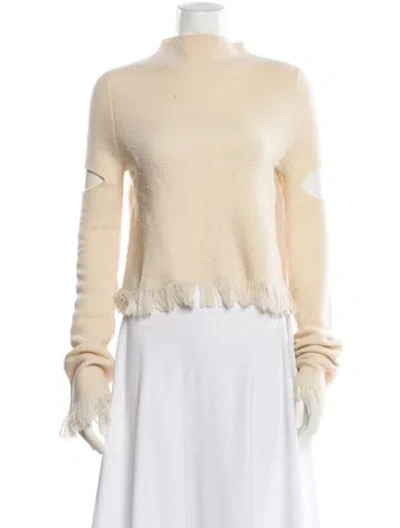Pre-owned Zoë Jordan Wool Mock Neck Sweater In Neutral