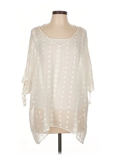 Pre-owned Zoa 3/4 Sleeve Silk Top Ivory V Neck Tops In White