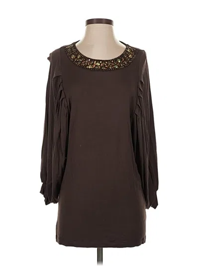 Pre-owned Zoa Long Sleeve Blouse In Brown