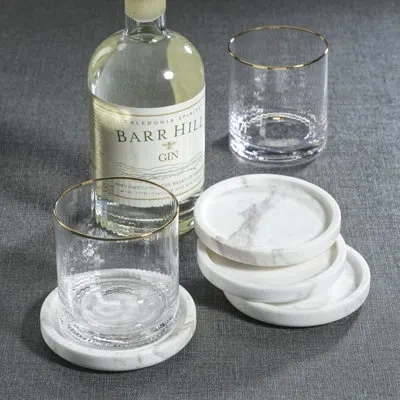 Zodax 4.5' Round Marble Coasters, Set Of 4 In Volakas White