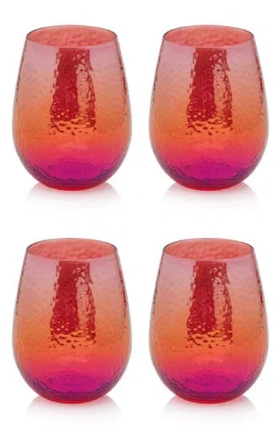 Zodax Apertivo Set Of 4 Stemless Glasses In Red