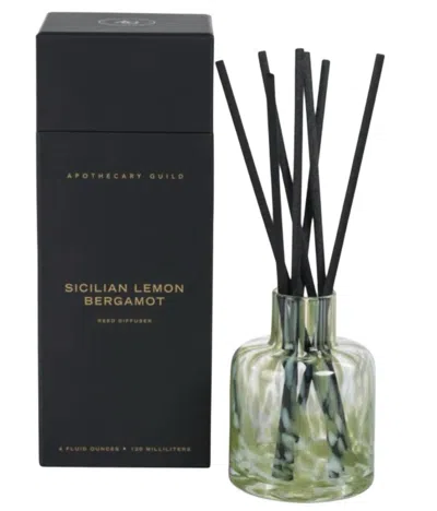 Zodax Apothecary Guild Opal Glass Reed Diffuser In Sicilian Lemon Bergamot Green