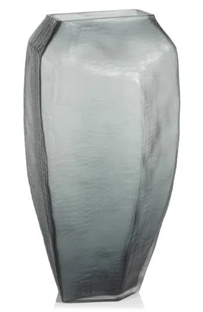 Zodax Banford Hand Cut Glass Vase In Gray