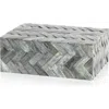 Zodax Bengkulu Herringbone Bone Decorative Box In Gray