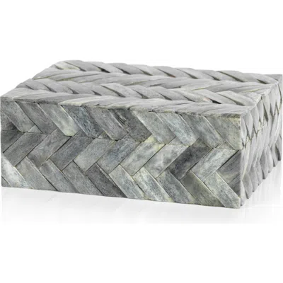 Zodax Bengkulu Herringbone Bone Decorative Box In Gray