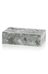 Zodax Bengkulu Herringbone Bone Decorative Box In Gray