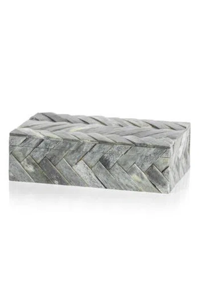 Zodax Bengkulu Herringbone Bone Decorative Box In Gray
