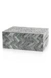 Zodax Bengkulu Herringbone Bone Decorative Box In Gray