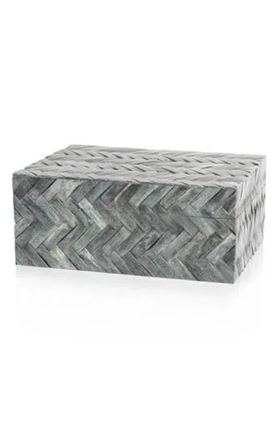 Zodax Bengkulu Herringbone Bone Decorative Box In Gray