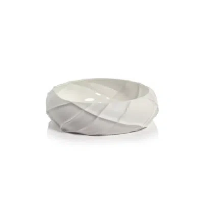 Zodax Bessie Ridged Ceramic Bowl In White