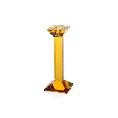 Zodax Carmac Colored Crystal Glass Taper Candle Holder In Amber